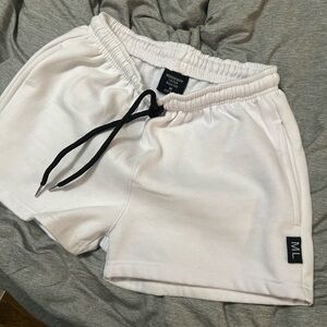 White Athletic Shorts with Elastic Waistband